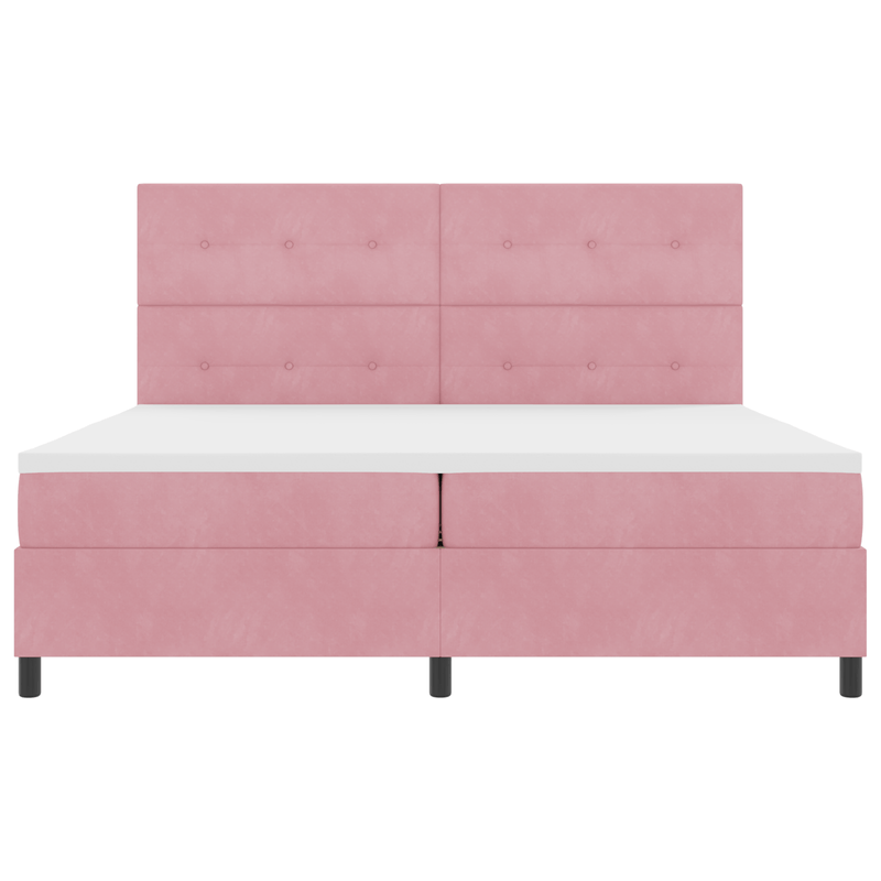 Casa si Gradina - Mobilier - Paturi si accesorii - Paturi - Pat box spring cu saltea, roz, 200x200 cm, catifea - Infinity.ro
