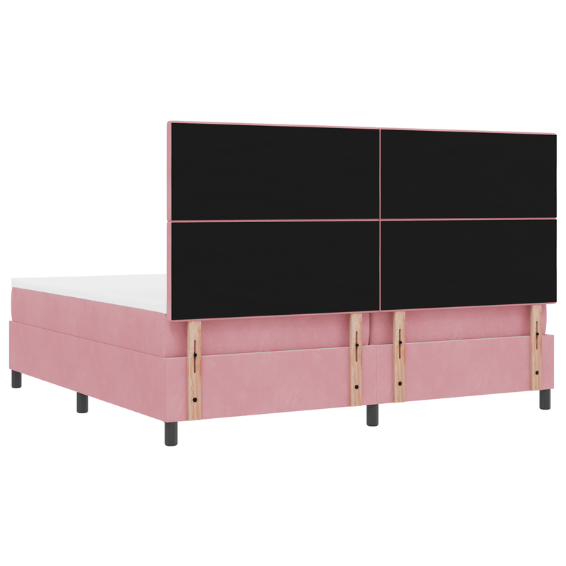 Casa si Gradina - Mobilier - Paturi si accesorii - Paturi - Pat box spring cu saltea, roz, 200x200 cm, catifea - Infinity.ro
