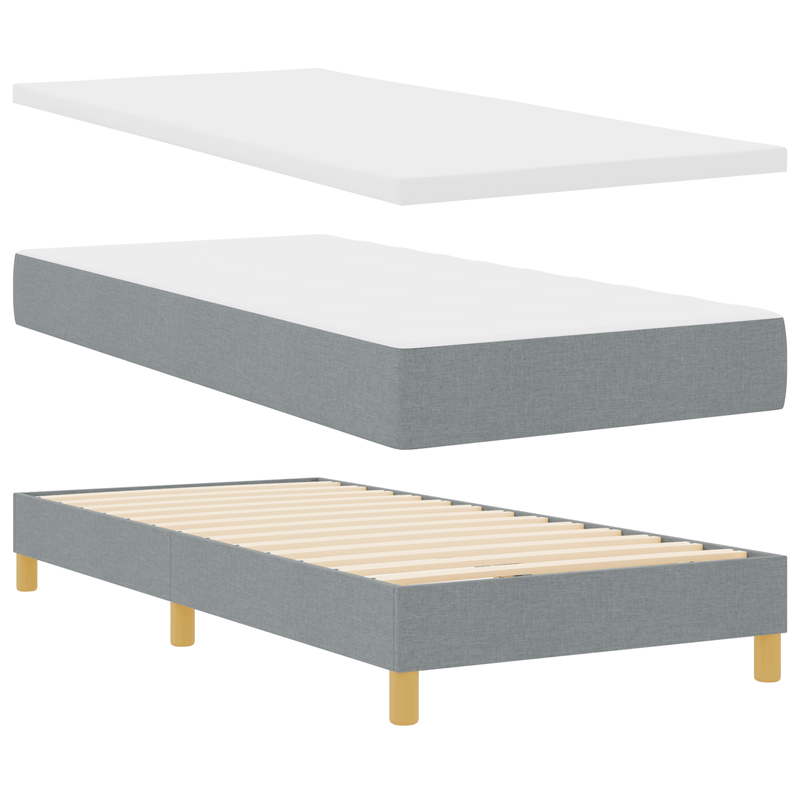 Casa si Gradina - Mobilier - Paturi si accesorii - Paturi - Pat box spring cu saltea, gri deschis, 100x200 cm, textil - Infinity.ro