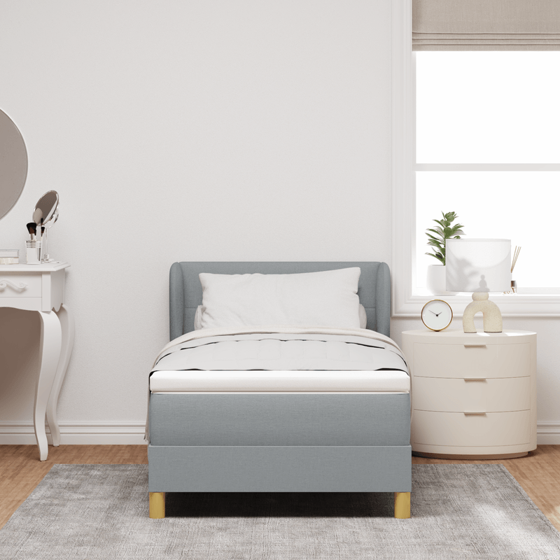 Casa si Gradina - Mobilier - Paturi si accesorii - Paturi - Pat box spring cu saltea, gri deschis, 100x200 cm, textil - Infinity.ro