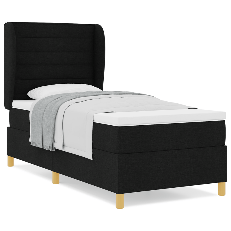 Casa si Gradina - Mobilier - Paturi si accesorii - Paturi - Pat box spring cu saltea, negru, 80x200 cm, textil - Infinity.ro