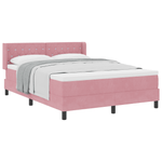 Casa si Gradina - Mobilier - Paturi si accesorii - Paturi - Pat box spring cu saltea, roz, 140x190 cm, catifea - Infinity.ro