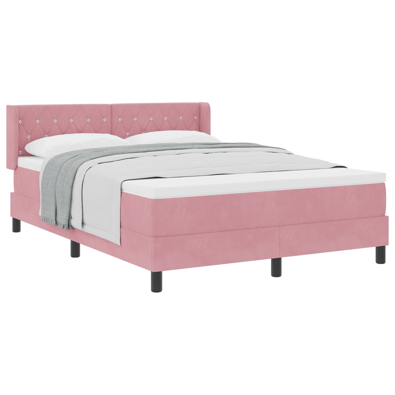 Casa si Gradina - Mobilier - Paturi si accesorii - Paturi - Pat box spring cu saltea, roz, 140x190 cm, catifea - Infinity.ro