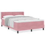 Casa si Gradina - Mobilier - Paturi si accesorii - Paturi - Pat box spring cu saltea, roz, 140x190 cm, catifea - Infinity.ro