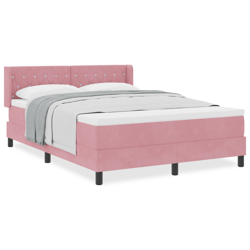 Casa si Gradina - Mobilier - Paturi si accesorii - Paturi - Pat box spring cu saltea, roz, 140x190 cm, catifea - Infinity.ro