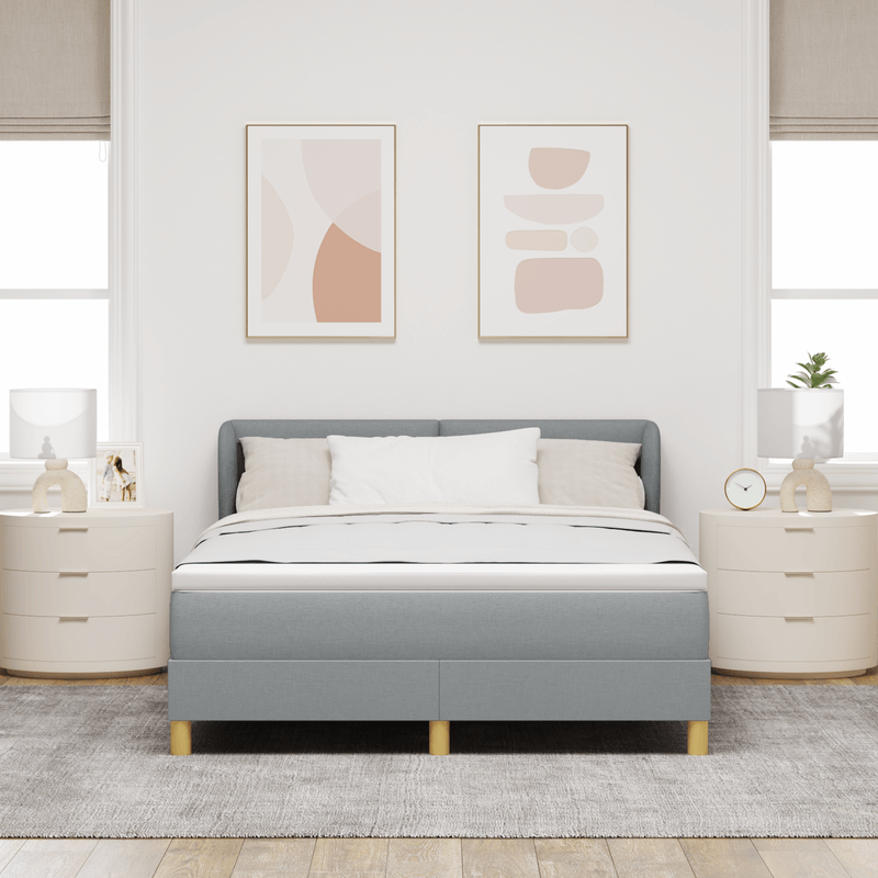 Casa si Gradina - Mobilier - Paturi si accesorii - Paturi - Pat box spring cu saltea, gri deschis, 160x200 cm, textil - Infinity.ro