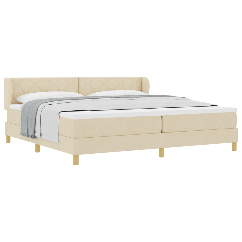 Casa si Gradina - Mobilier - Paturi si accesorii - Paturi - Pat box spring cu saltea, crem, 200x200 cm, textil - Infinity.ro