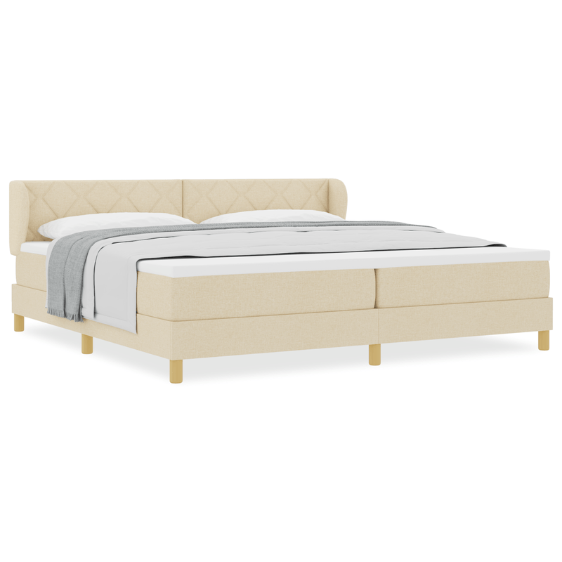 Casa si Gradina - Mobilier - Paturi si accesorii - Paturi - Pat box spring cu saltea, crem, 200x200 cm, textil - Infinity.ro