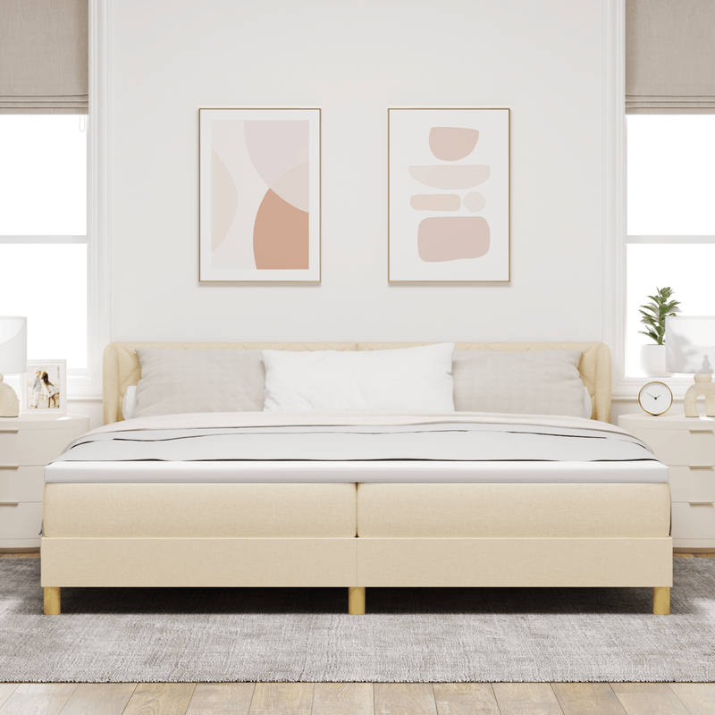 Casa si Gradina - Mobilier - Paturi si accesorii - Paturi - Pat box spring cu saltea, crem, 200x200 cm, textil - Infinity.ro