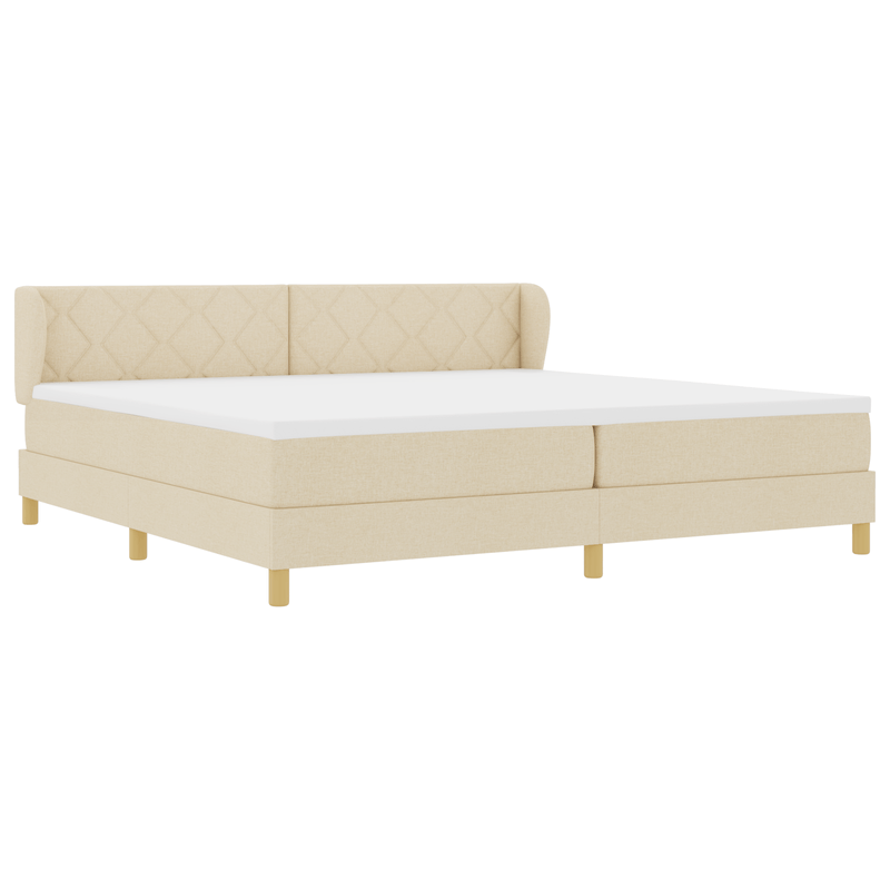 Casa si Gradina - Mobilier - Paturi si accesorii - Paturi - Pat box spring cu saltea, crem, 200x200 cm, textil - Infinity.ro