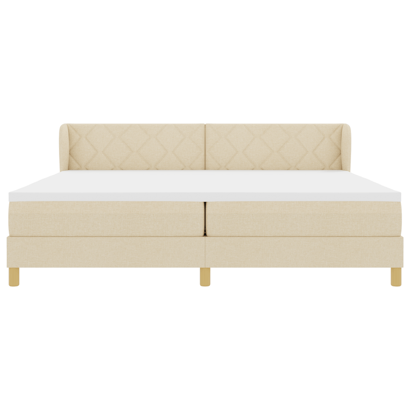 Casa si Gradina - Mobilier - Paturi si accesorii - Paturi - Pat box spring cu saltea, crem, 200x200 cm, textil - Infinity.ro