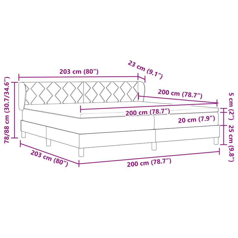 Casa si Gradina - Mobilier - Paturi si accesorii - Paturi - Pat box spring cu saltea, crem, 200x200 cm, textil - Infinity.ro