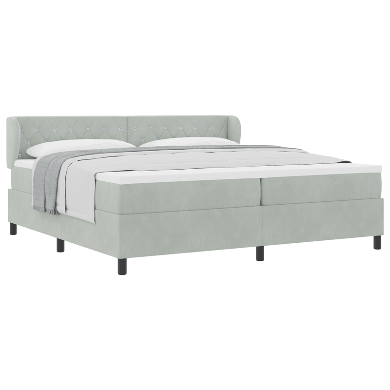 Casa si Gradina - Mobilier - Paturi si accesorii - Paturi - Pat cu suport box spring si saltea  Gri deschis 200x200 cm Catifea - Infinity.ro