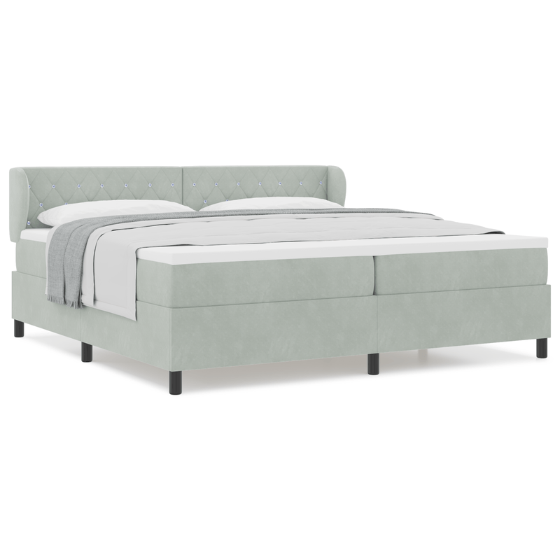 Casa si Gradina - Mobilier - Paturi si accesorii - Paturi - Pat cu suport box spring si saltea  Gri deschis 200x200 cm Catifea - Infinity.ro