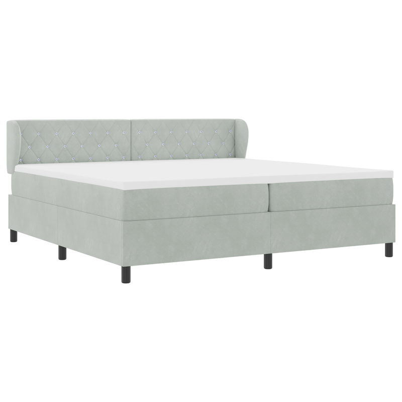 Casa si Gradina - Mobilier - Paturi si accesorii - Paturi - Pat cu suport box spring si saltea  Gri deschis 200x200 cm Catifea - Infinity.ro