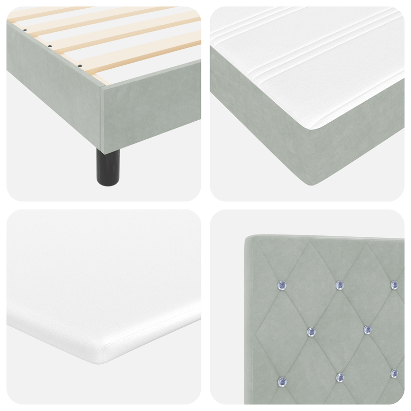 Casa si Gradina - Mobilier - Paturi si accesorii - Paturi - Pat cu suport box spring si saltea  Gri deschis 200x200 cm Catifea - Infinity.ro