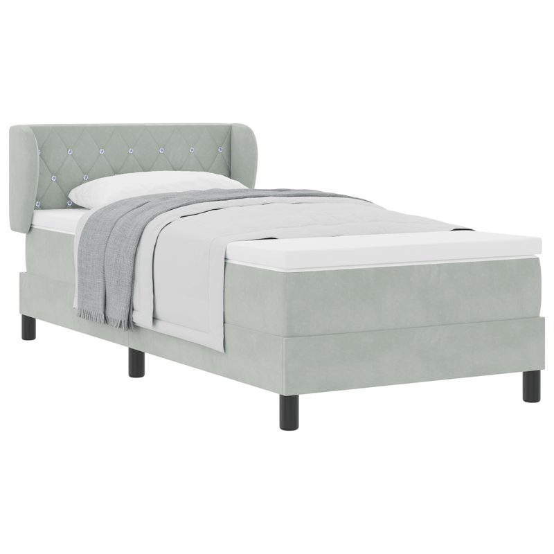 Casa si Gradina - Mobilier - Paturi si accesorii - Paturi - Pat cu saltea  Gri deschis 90x200 cm Catifea - Infinity.ro