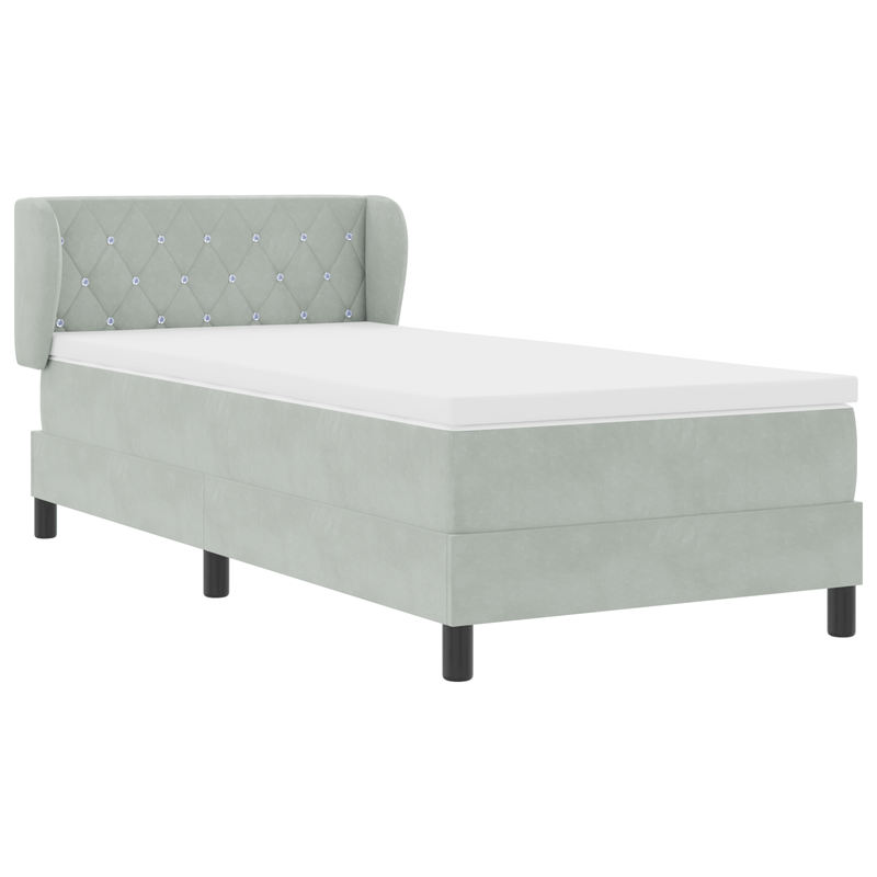 Casa si Gradina - Mobilier - Paturi si accesorii - Paturi - Pat cu saltea  Gri deschis 90x200 cm Catifea - Infinity.ro