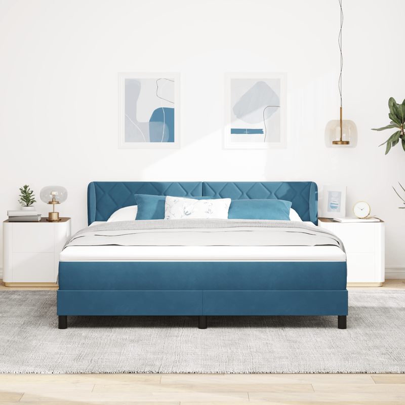 Casa si Gradina - Mobilier - Paturi si accesorii - Paturi - Pat cu somier si saltea Albastru Intunecat 180x200 cm Catifea - Infinity.ro