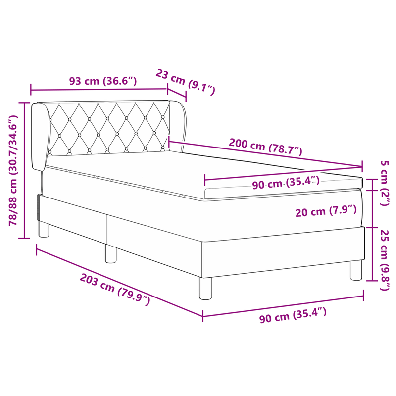 Casa si Gradina - Mobilier - Paturi si accesorii - Paturi - Pat cu saltea  Gri deschis 90x200 cm Catifea - Infinity.ro