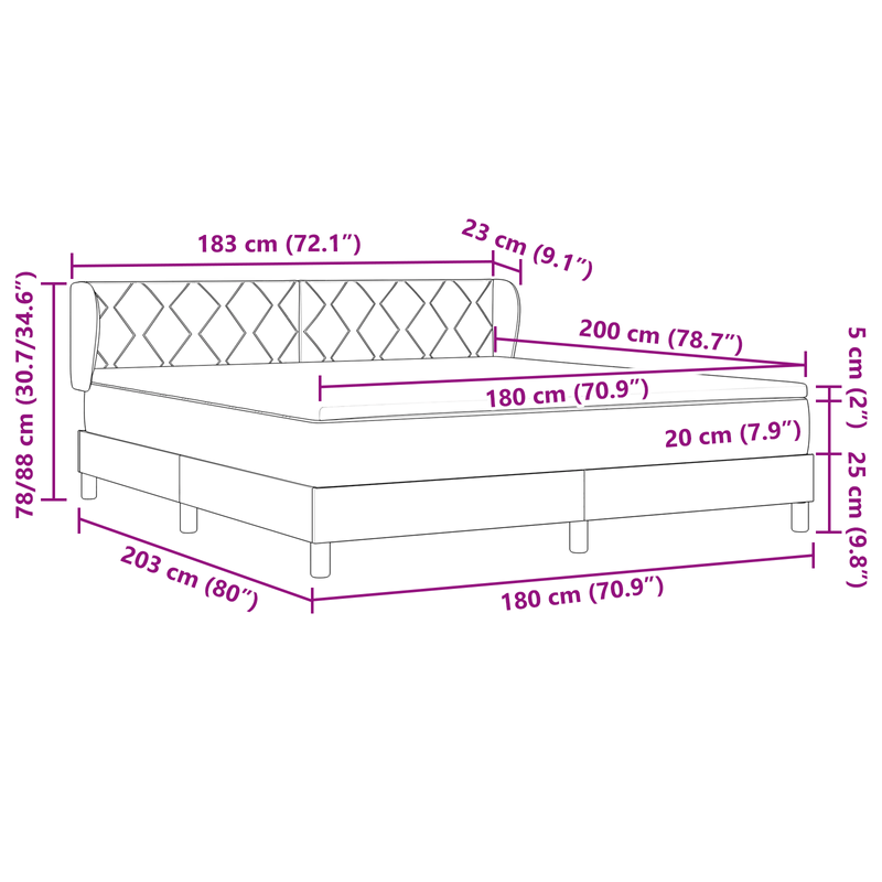 Casa si Gradina - Mobilier - Paturi si accesorii - Paturi - Pat cu somier si saltea Albastru Intunecat 180x200 cm Catifea - Infinity.ro