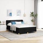 Casa si Gradina - Mobilier - Paturi si accesorii - Paturi - Pat box spring cu saltea, negru, 160x200 cm, textil - Infinity.ro