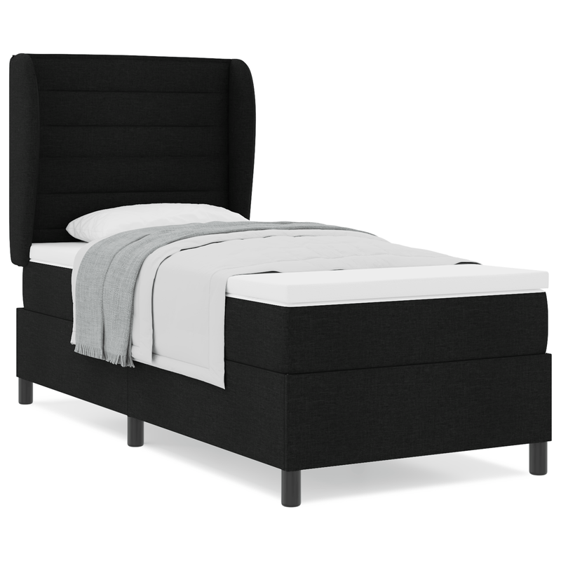 Casa si Gradina - Mobilier - Paturi si accesorii - Paturi - Pat box spring cu saltea, negru, 90x190 cm, textil - Infinity.ro
