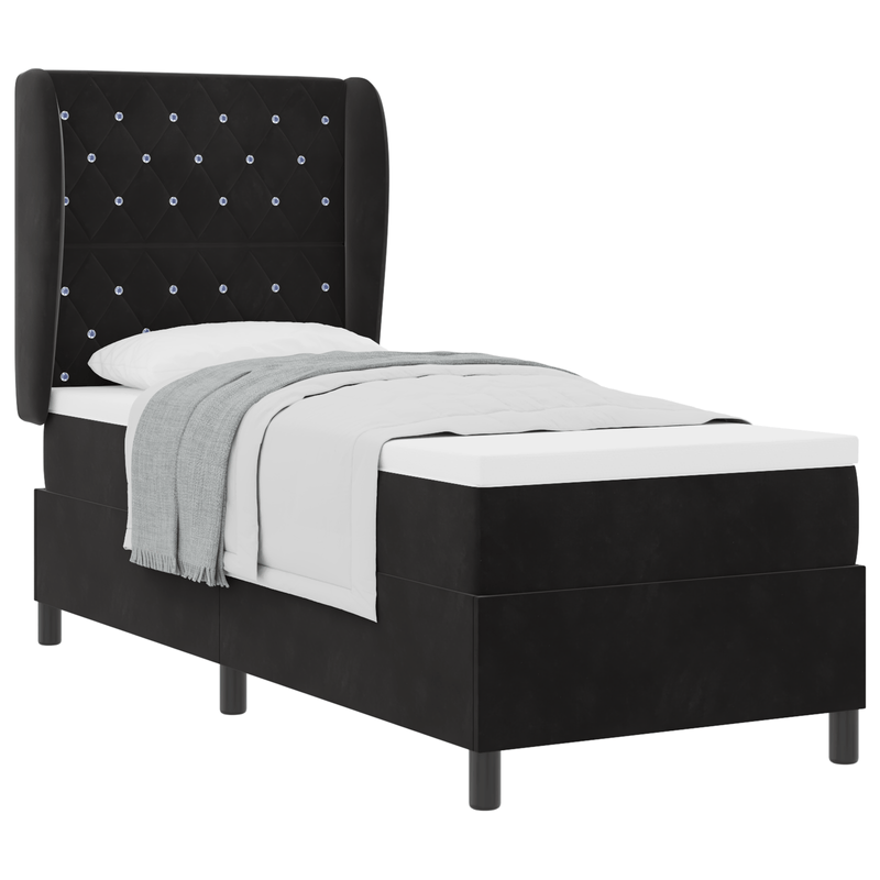 Casa si Gradina - Mobilier - Paturi si accesorii - Paturi - Pat box spring cu saltea, negru, 80x200 cm, catifea - Infinity.ro