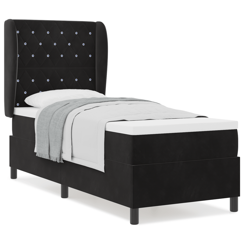 Casa si Gradina - Mobilier - Paturi si accesorii - Paturi - Pat box spring cu saltea, negru, 80x200 cm, catifea - Infinity.ro
