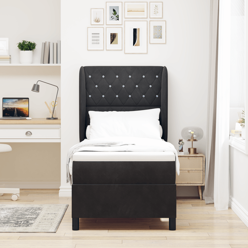 Casa si Gradina - Mobilier - Paturi si accesorii - Paturi - Pat box spring cu saltea, negru, 80x200 cm, catifea - Infinity.ro