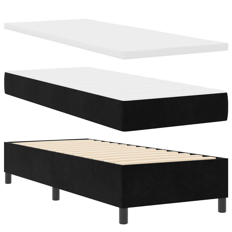 Casa si Gradina - Mobilier - Paturi si accesorii - Paturi - Pat box spring cu saltea, negru, 80x200 cm, catifea - Infinity.ro