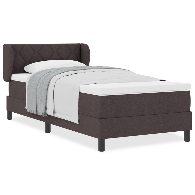 Casa si Gradina - Mobilier - Paturi si accesorii - Paturi - Pat box spring cu saltea, maro inchis, 100x200 cm, textil - Infinity.ro