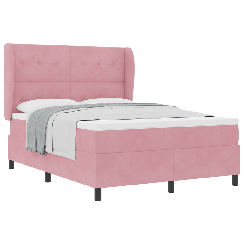 Casa si Gradina - Mobilier - Paturi si accesorii - Paturi - Pat cu saltea , roz, 140x200 cm, catifea - Infinity.ro