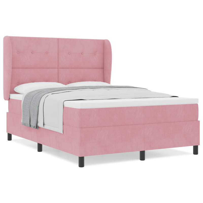 Casa si Gradina - Mobilier - Paturi si accesorii - Paturi - Pat cu saltea , roz, 140x200 cm, catifea - Infinity.ro