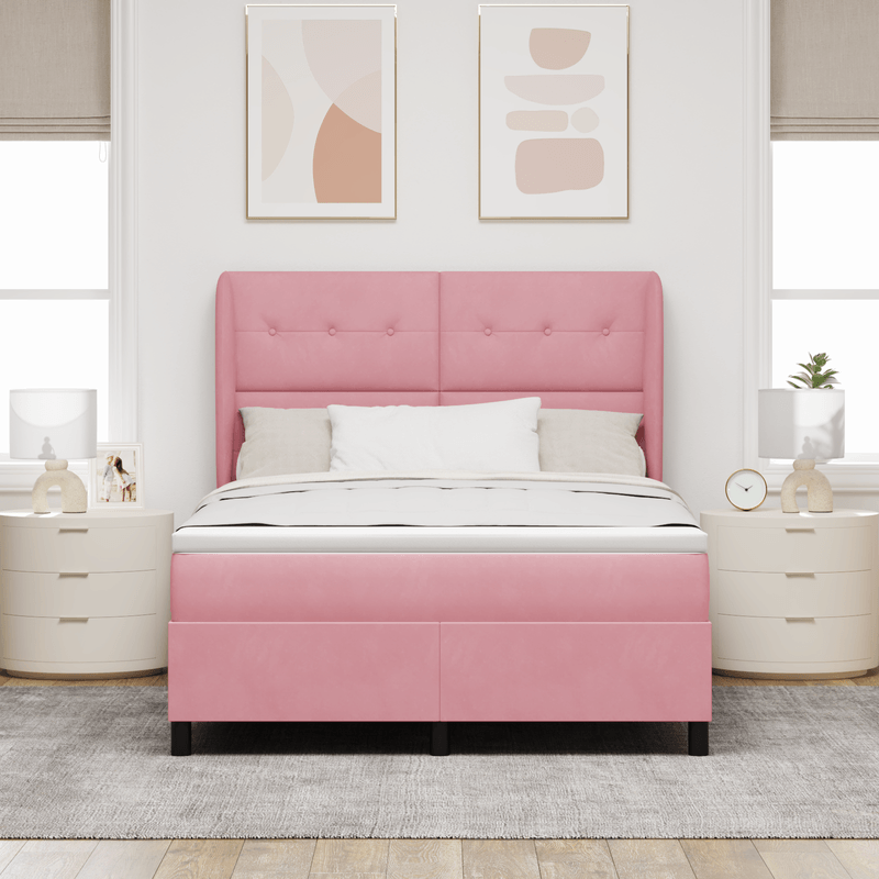 Casa si Gradina - Mobilier - Paturi si accesorii - Paturi - Pat cu saltea , roz, 140x200 cm, catifea - Infinity.ro