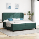 Casa si Gradina - Mobilier - Paturi si accesorii - Paturi - Pat box spring cu saltea, verde inchis, 200x200 cm, catifea - Infinity.ro