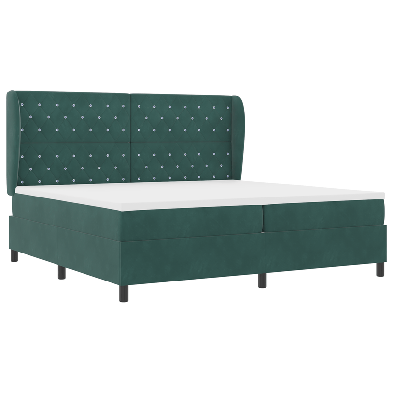 Casa si Gradina - Mobilier - Paturi si accesorii - Paturi - Pat box spring cu saltea, verde inchis, 200x200 cm, catifea - Infinity.ro
