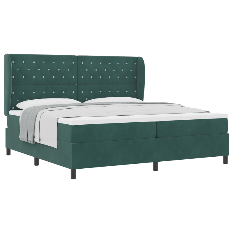 Casa si Gradina - Mobilier - Paturi si accesorii - Paturi - Pat box spring cu saltea, verde inchis, 200x200 cm, catifea - Infinity.ro
