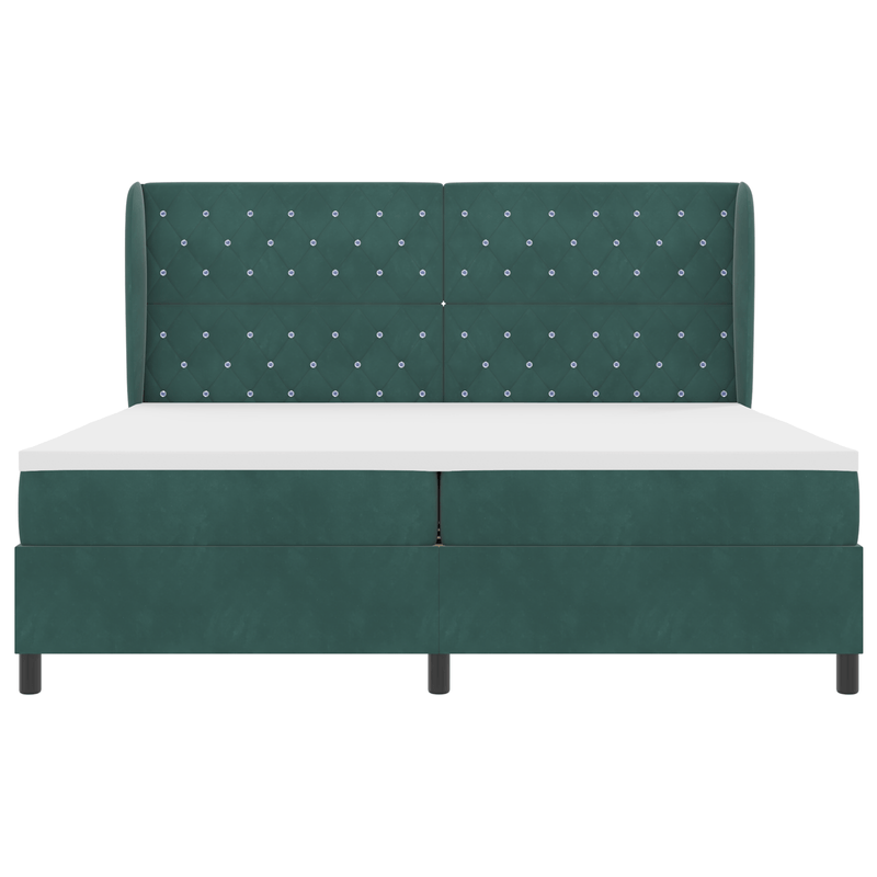 Casa si Gradina - Mobilier - Paturi si accesorii - Paturi - Pat box spring cu saltea, verde inchis, 200x200 cm, catifea - Infinity.ro