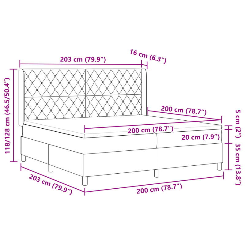 Casa si Gradina - Mobilier - Paturi si accesorii - Paturi - Pat box spring cu saltea, verde inchis, 200x200 cm, catifea - Infinity.ro