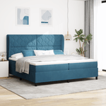 Casa si Gradina - Mobilier - Paturi si accesorii - Paturi - Pat box spring cu saltea, albastru inchis, 200x200 cm, catifea - Infinity.ro