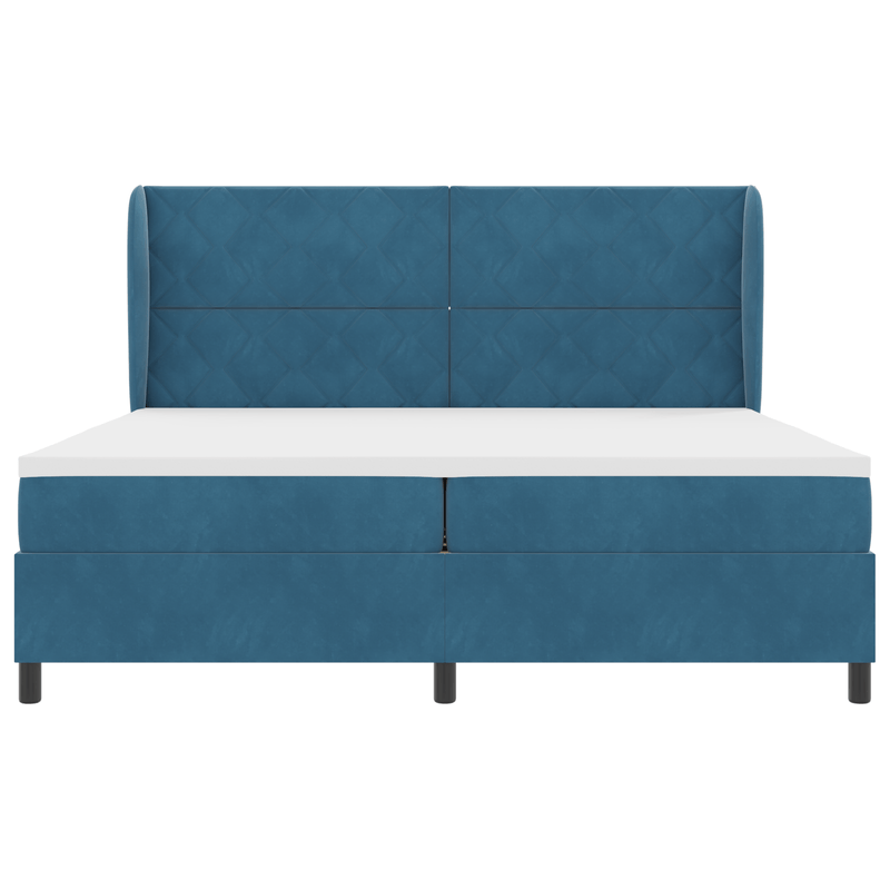 Casa si Gradina - Mobilier - Paturi si accesorii - Paturi - Pat box spring cu saltea, albastru inchis, 200x200 cm, catifea - Infinity.ro