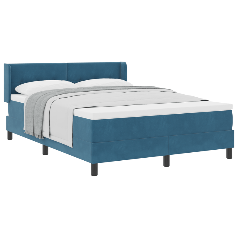 Casa si Gradina - Mobilier - Paturi si accesorii - Paturi - Pat box spring cu saltea, albastru inchis, 140x190 cm, catifea - Infinity.ro
