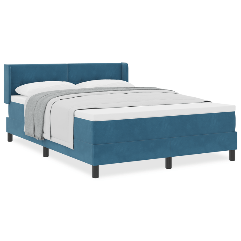 Casa si Gradina - Mobilier - Paturi si accesorii - Paturi - Pat box spring cu saltea, albastru inchis, 140x190 cm, catifea - Infinity.ro