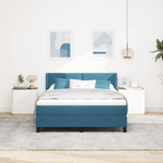 Casa si Gradina - Mobilier - Paturi si accesorii - Paturi - Pat box spring cu saltea, albastru inchis, 140x190 cm, catifea - Infinity.ro