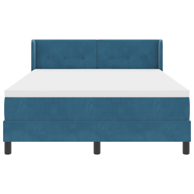Casa si Gradina - Mobilier - Paturi si accesorii - Paturi - Pat box spring cu saltea, albastru inchis, 140x190 cm, catifea - Infinity.ro