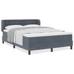 Casa si Gradina - Mobilier - Paturi si accesorii - Paturi - Pat din catifea gri inchis cu arcuri si saltea  140x190 cm - Infinity.ro