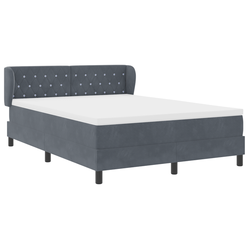 Casa si Gradina - Mobilier - Paturi si accesorii - Paturi - Pat din catifea gri inchis cu arcuri si saltea  140x190 cm - Infinity.ro