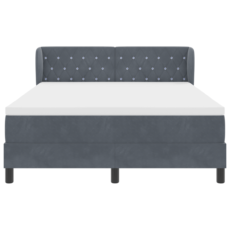 Casa si Gradina - Mobilier - Paturi si accesorii - Paturi - Pat din catifea gri inchis cu arcuri si saltea  140x190 cm - Infinity.ro
