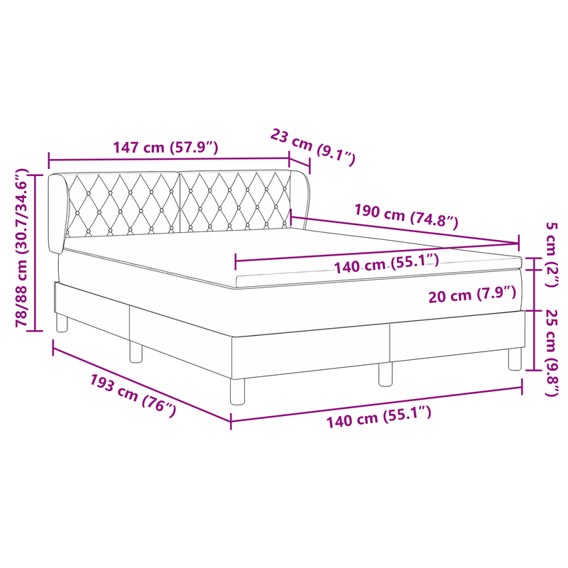 Casa si Gradina - Mobilier - Paturi si accesorii - Paturi - Pat din catifea gri inchis cu arcuri si saltea  140x190 cm - Infinity.ro